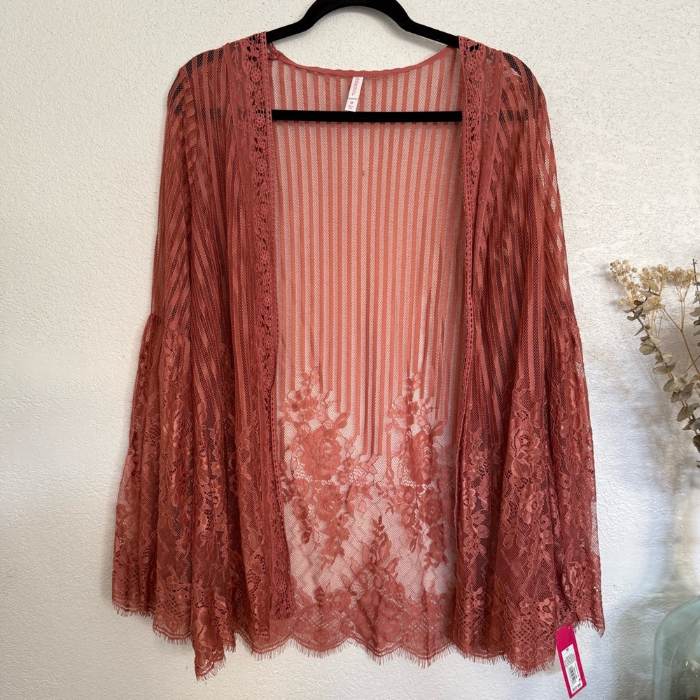 Xhilaration Lace Kimono in Rust